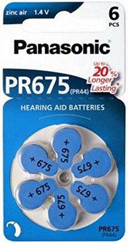 60x Panasonic Worldwide PR675 hearing aid battery (blister of 10) (PR44) 24600 368 436 1.4 V Zinc Air