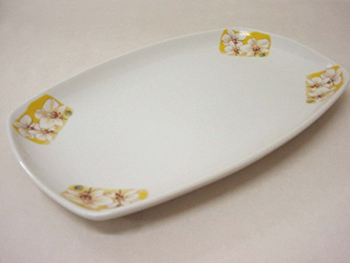 BANDEJA FUENTE SERVIR RECTANGULAR PORCELANA ORQUIDEA AMARILLO