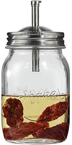 Jamie Oliver JAR glass drizzler with flip top, Stainless Steel, 17x8x8 cm