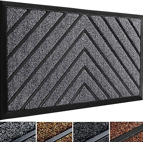 ubdyo Extra Durable Doormat - Efficient Dirt Trapping Door Mat - Ideal for Entryway - No-Slip, Washable Front Entrance Mat - 30'' x 17'' - Dark Grey