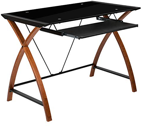 Flash Furniture Glas-Computertische, 90 cm B x 60 cm T x 75 cm H, Schwarz