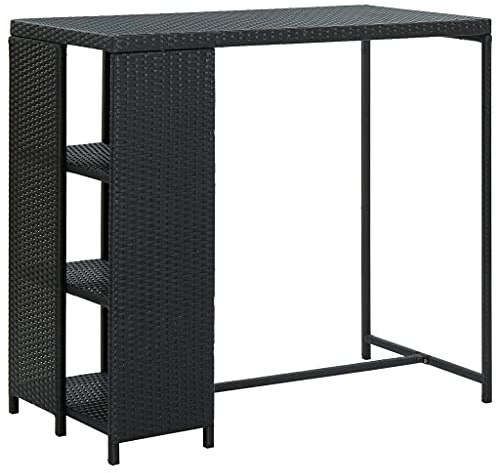 vidaXL Barbord med förvaringshyllor svart 120x60x110 cm konstrotting