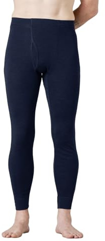 LAPASA Pantalones Térmicos Ligeros 100% Lana Merino para Hombre Calzoncillos Largos Capa Base Ropa Interior M30 M Azul Marino (Ligero)