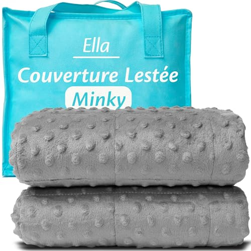 Ella Gewichtsdecke Kinder 2,4 kg 90x120 cm – Therapiedecke, für Stressabbau & Angstzustände, Hypoallergene Glasperlen, weiche & kühlende Baumwoll- Außenschicht, für Kinder von 15-25 kg – Grau Minky
