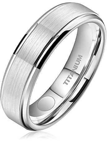 JEROOT Magnetiska ringar i titan för män och kvinnor, steggkant, elegant design, magnetiska ringar, 2 starka magneter med smyckespresentask, 5 mm (3 500 Gauss)