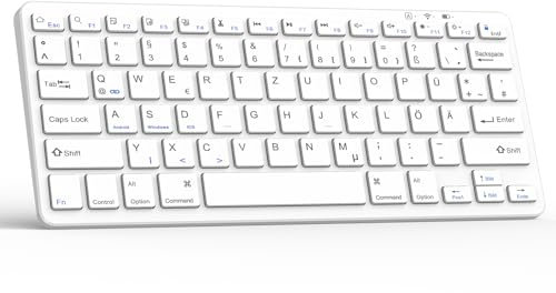 TQQ Bluetooth Tastatur, Deutsches Layout QWERTZ, Wireless Keyboard für iPad Pro/Air/Mini/10.9/10.2/9.7/Windows/Android/IOS, Ergonomisches Design