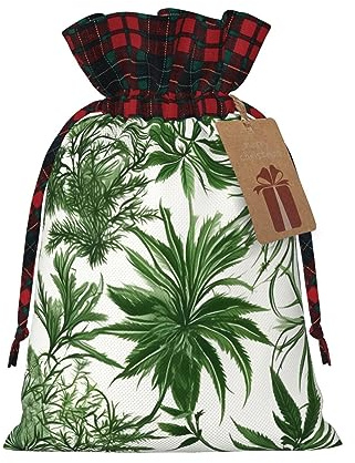 ZISHAK Flowering Herbs And Herbaceous Plants Exquisite Patchwork Burlap Drawstring Gift Bag–versatile Cloth Art Gift Bag For Festivities