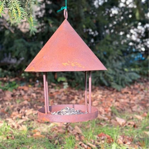 Vogelhaus zum Aufhängen ∣ wetterfest aus Metall ∣ Stabiler rustikaler Look ∣ ideal für Balkon Vogelhaus, Vogelfutterstation, Vogelfutterhaus ∣ Vogelfutterhäuschen