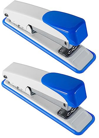 CAXUSD 2pcs Metal Office Stapler Medium Size 24/6 Standard Desktop Stapling Tool for School and Office Book Binding Random Color