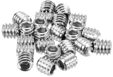 QUARKZMAN 25Uds Hexagonal Enchufe Prisionero Tornillo, 1/4-20x1/4 304 Inoxidable Acero Cabeza Enchufe Juego Tornillos Planos Punto Prisionero Perno para Puerta Manijas