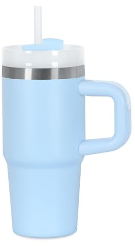 Muwnrol 14 Oz Tumbler with Handle and Straw for Kids, Stainless Steel Vacuum Insulated Tumbler Keep Cold Heat and Ice, Gifts for Children Cups (Sky Blue)