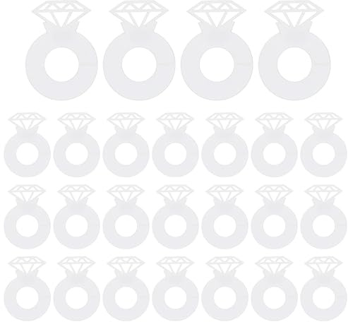 PATIKIL Diamantring vinglasmarkörer, 25 st pappersring dryckesetiketter cocktail champagne namnlapp för bröllop födelsedagsfest restaurang, vit