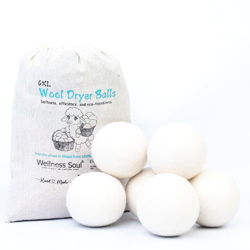 Juego de 6 bolas de lana para secador, suavizante natural, reutilizable, reduce las arrugas y el tiempo de secado, antiestáticas, bolas de lana de fieltro grandes, mejor alternativa a las bolas de