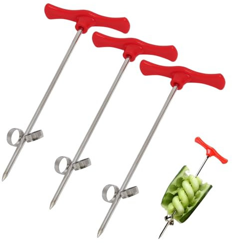 3 Stück Gemüse Spiralschneider,Spiralkartoffelschneider,Kartoffel Spiralschneider,Manuelle Spirale Schraube Slicer Cutter ,Kartoffel Spiral Chips Cutter für Gemüse, Obst, Chips, Gurken, Karotten