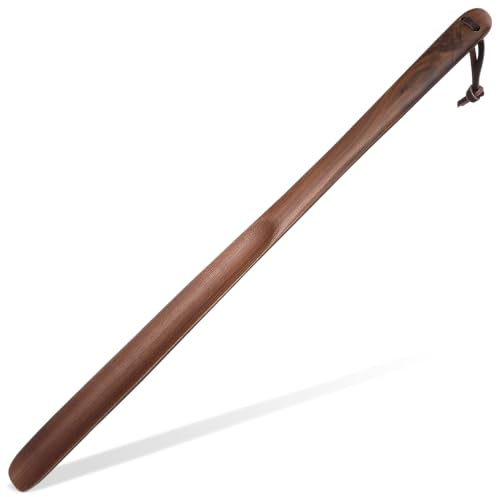 Healvian Wooden Long Handle Shoe Horn 50cm Shoe Helper for Men Women Elderly | Wooden Shoehorn, Comfortable Dressing Aid with Hanging Strap, Easy Shoe Wearing Tool for Home Office Travel