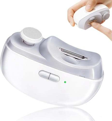 Cortauñas Eléctrico 2025 nuevo, 3 en 1 Cortaúñas Automático y Pulidor, 2 velocidades Cortauñas Eléctrica Ajustable Automático con Luz LED y Recargable por USB, para bebés, Mayores y Adultos (Blanco)