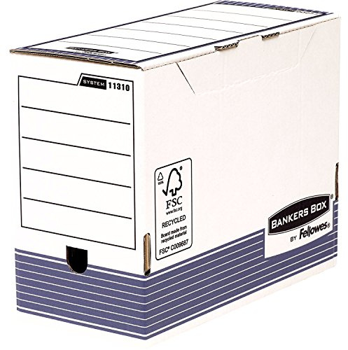 Fellowes - Boite d’Archives System A4+ Dos De 15 cm - Rangement - Carton Recyclé - Bleu Blanc - 10 Unités
