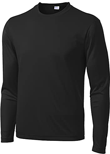 Men's Long Sleeve Moisture Wicking Athletic Shirts, Dry Fit Long Sleeve UV Protection Shirts Men for Workout, Running, Hiking Black