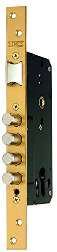 Lince Cerradura de Seguridad para Puertas de Madera 32400.50 | Frente Latón | Cerradero Bicapa de Oro | Entrada 50 mm