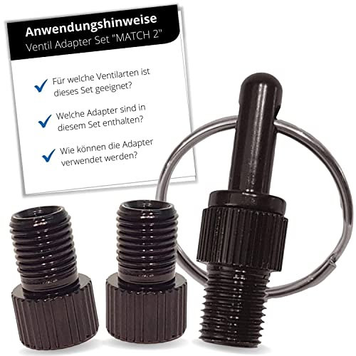 HiLo sports Fahrradventil Adapter Set [Mit Schlüsselanhänger] - 3 STK Ventil Adapter aus Aluminium - Bunte Ventiladapter für das Fahrrad mit Anleitung