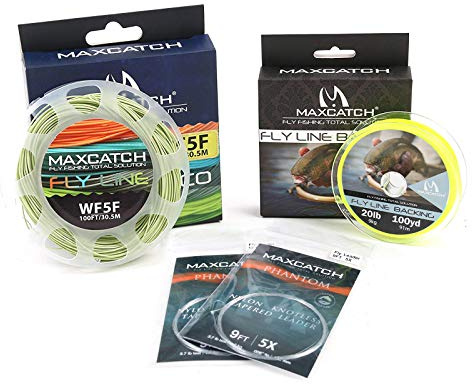 Maximumcatch Fly Line Combo Pack: ECO Floating Fly Line, Backing, and Tapered Leader(3/4/5/6/7/8 wt) (WF8F)