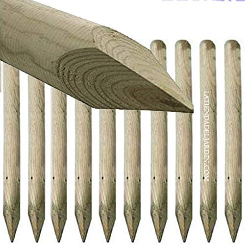 Suinga Pack 10 Estacas para Arboles 200 cm Ø 5 cm | Tutores con Punta | Poste para Vallas, Jardin y Plantas | Poste de Madera| Soporte para arboles