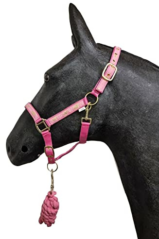 Horse Padded Headcollar Lead Rope - Comfortable Stylish Horse Printed Halter with Detachable Leadrope - Stable Yard Equipment for Pony Cob Full and Shetland
