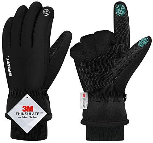 QIFENGL wasserdichte Winterhandschuhe Herren Damen Touchscreen Handschuhe, 3M Thinsulate Warme Skihandschuhe, rutschfest Fahrradhandschuhe für Wandern Laufen Motorrad Skifahren