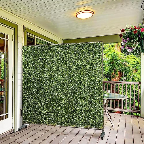 Windscreen4less Mobile Privacy Fence Hedge Divider with Wheels Movable Backdrops Room Space Divider Office Decor with Artificial Green Grass on Both Sides 40x60