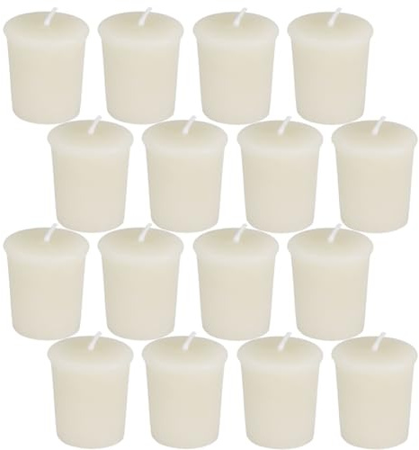 Aglary 16PCS Pure Beeswax Votive Candles, Unscented, Naturally Lightly Honey Scented, 15 Hours Burn Time Each (White)