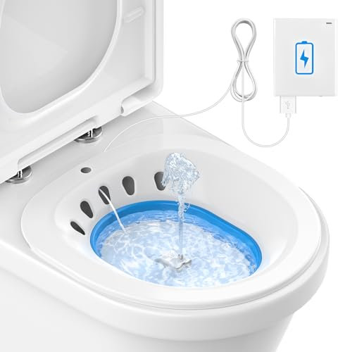 Elektrisches Faltbares Sitzbad für die Toilette mit Spülung, Bidet Einsatz für Toilette, Tragbares Sitzbadewanne, Wochenbettpflege, Schwangere und ältere Menschen