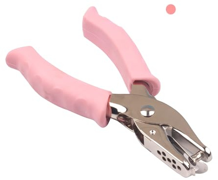 1/4 inch Single Hole Punch Metal Handheld Small Paper Punch with Soft Grip Handle for Circle Holes for DIY Craft Tag in Home, Office, Classroom (Pink)