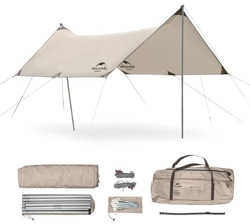 Naturehike Auvents Toile de Tente Tarp Imperméable Protection Contre la Pluie Anti-UV Toit Solaire Auvents Pavillon pour Camping en Plein Air Pique-Nique Festival