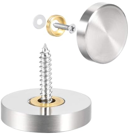 ROWORKX 25mm Mirror Screw Caps, 4Pcs Brushed Screw Cover Caps, Silver