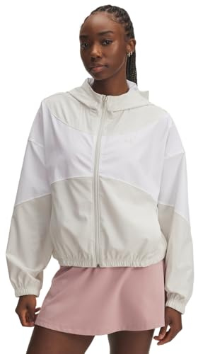 Under Armour Women's Rival Woven Hooded Jacket, (110) Summit White/White/Summit White, Small