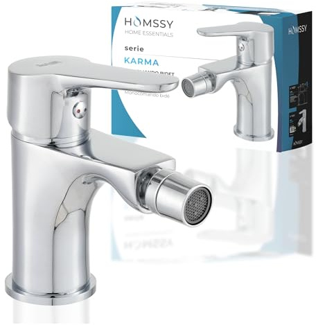 HOMSSY Grifo Monomando para Bidé – Cuerpo de Latón, Acabado en Cromo, Perlizador Orientable – Diseño Estilizado y Funcional