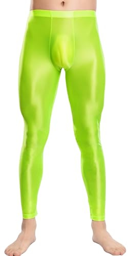 Maeau - Mallas Brillantes Hombre Gloss Legging Deportivos Aceitado Pantalón Ajustado Elásticos Sedosos M-XXL