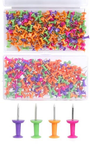 400 stycken häftstift stift färgglada häftstift i 5 färger, anslagstavla nålar push pins för anslagstavla, anslagstavlor, korktavla kontor skola hem gör-det-själv