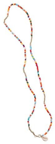 Bojueshaw Boho Beaded Necklacewith Shell Pendant,Colorful Layered Bohemian Seed Bead Choker for Women Girls Summer,Beach,Parties & Gift Giving