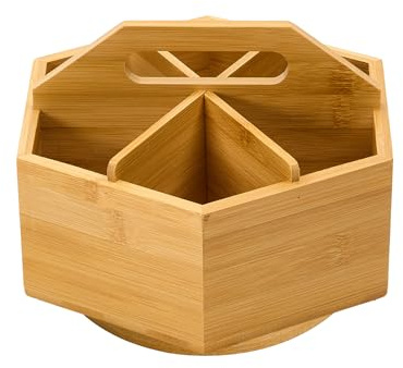 MEEDEN Bamboo Rotating Art Supply Desk Organizer: Pen & Pencil Holder for Desk- Desktop Storage for Markers, Colored Pencils, Crayons, Paint Brushes, Office School Classroom