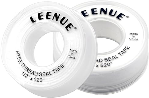LEENUE Cinta de sellado de teflón, cinta de sellado de PTFE para tuberías, 2 unidades, buena cinta de sellado, resistente al agua para evitar fugas en tuberías, cabezales de ducha y alcantarillas, 12