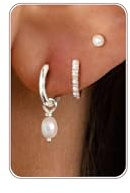 3 Pairs 14K Gold Plated/Sterling Silver Hoop Stud Earrings for Women Set | Cartilage Earring for Multiple Piercing,Huggie Hoops Studs Sets Stacks,Hypoallergenic Jewellery Gifts