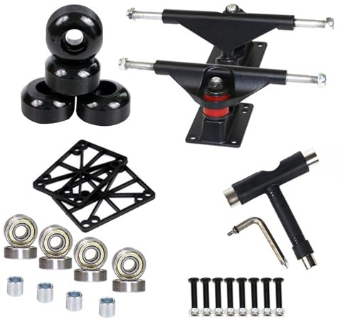 Skateboard Trucks - Skateboard Wheels | Skateboardd Bearings Set | Bearings And Wheel Hardware Kit, Smooth Ride Performance System, Strong Design, Complete Upgrade For Street Park Cruising