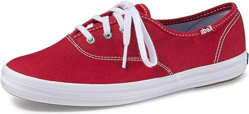Keds Women's Champion Original Canvas Lace-Up Sneaker, Red, 9 M US
