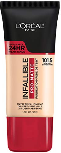 L'Oreal Paris Cosmetics Makeup Infallible Pro-Matte Liquid Longwear Foundation, Ivory Buff, 1 fl oz.