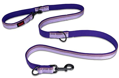 Halti Double-Ended Lead For Dogs, Size Large, Purple, 2m, Best Premium Puppy & Dog Leash, Neoprene-Padded, Easy to Use, Reflective, Adjustable Lengths, Ideal Dog Lead for Hands Free Running & Training