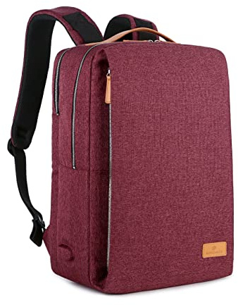 Nordace Siena - 15.6 Inch Laptop Backpack for Men & Women with USB Charging Port, Waterproof - Daily, Travel, or Work, Red, 19L, Travel Backpacks