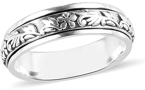 Fidget Ring for Anxiety Women Spinner Ring Sterling Silver – Anello antistress – Anello fidget per adulti in argento massiccio girevole a 360°, anello ansia per uomini, regalo per donne e uomini, K
