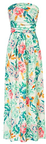 GRACE KARIN Women Strapless Dress Casual Loose Ruched Long Maxi Dress with Pockets Green Floral