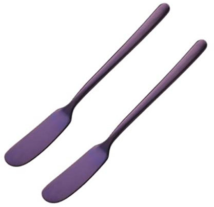 Angoily 2 Piezas Multi-cortador Esparcidor De Queso Crema Espátula Para Untar Sándwiches Cuchillos Para Untar Queso Cuchillos De Mantequilla Sándwich De Queso Oro Púrpura Acero Inoxidable